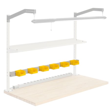 Global Industrial Bin Rail For Workbench, Steel, 72inW, Tan 606943ATN